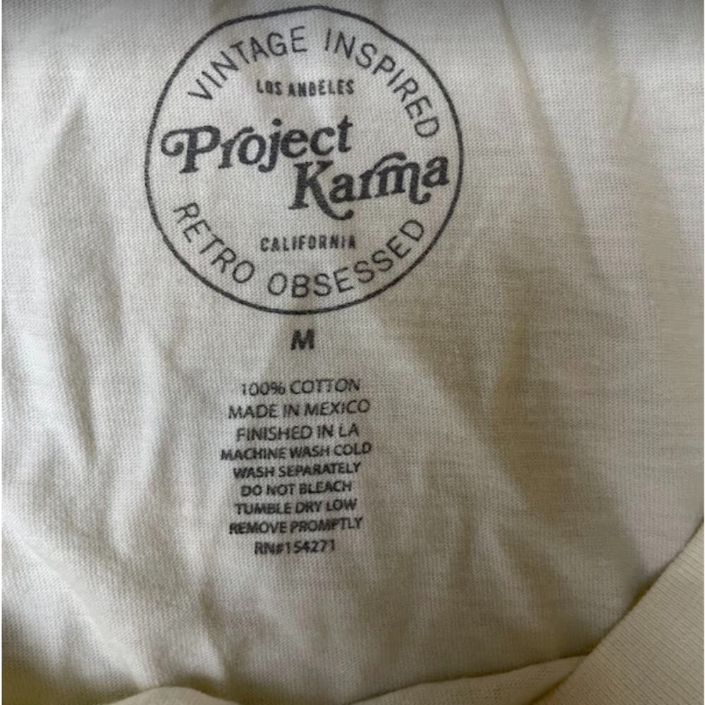 Project Karma Stay Wild Flower‎ Child White Short Sleeves Graphic T-Shirt M NWOT - Picture 3 of 7